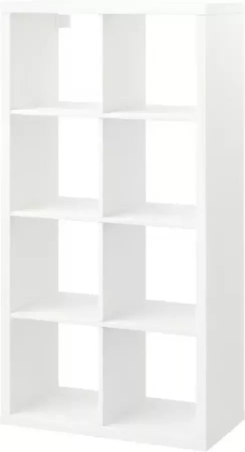 Ikea KALLAX Open kast Wit 77x147 cm Woonkamer Slaapkamer Staand of liggend Gladde Oppervlakken Solide uitstraling Spaanplaat Hardboard Acrylverf Honingsgraadstructuur