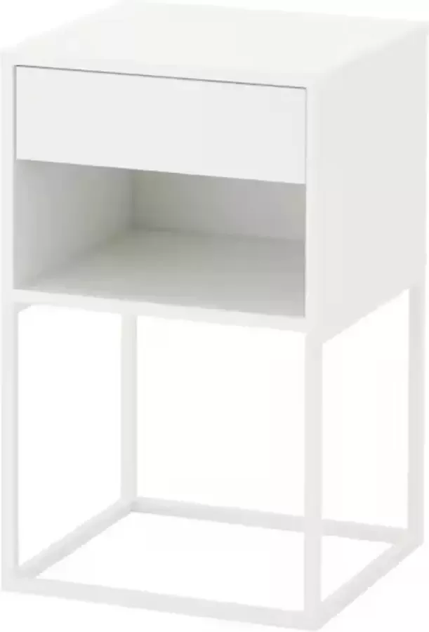 Ikea VIKHAMMER Nachtkastje Wit 40x39 cm hardboard Acrylverf Spaanplaat Modern Gaat zonder geluid dicht