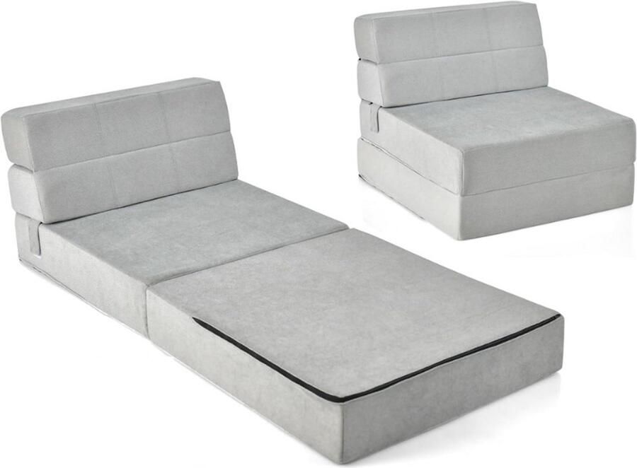 Imperatoris 3-in-1 Uitklapbare Slaapstoel 1 Persoons met Verstelbare Rugleuning Afneembare Overtrek Slaapfauteuil Slaap Stoel met Slaapfunctie Stoelbed Zetelbed Vouwbed Slaapbank Logeerbed Bedbank ‎71 x 76 x 61 cm Grijs