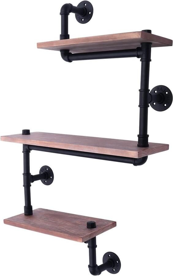 Imperatoris 3 Lagen Wandplank Zwevend van Hout Wandrek Hoek Boekenplank Boekenrek Muurplank Wandrek voor Slaapkamer 40 x 20 x 100 cm Bruin