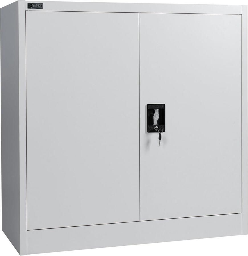 Imperatoris Archiefkast met 2 Deuren Hoogte Verstelbare Planken Kantoorkast Ladeblok Bureau Dossierkast Bureaukast Opbergkast Voorraadkast Boekenkast Bijzettafel Armoire de Bureau 90 x 40 x 90 cm Lichtgrijs