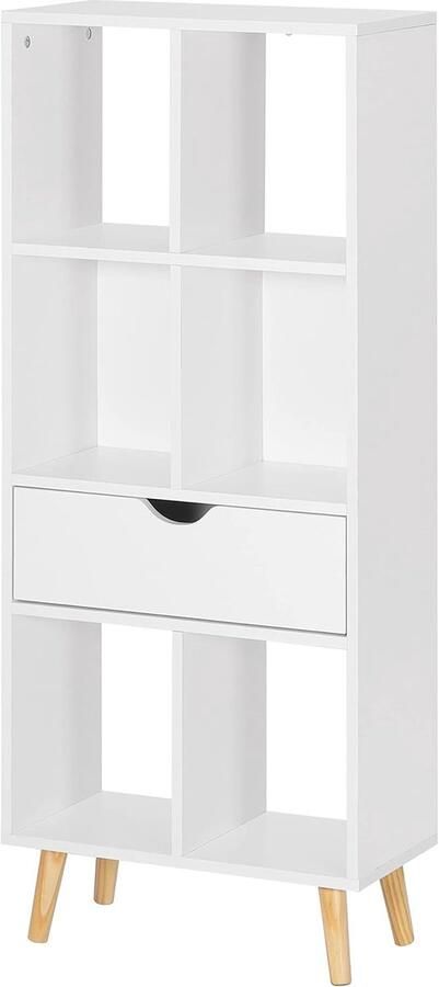 Imperatoris Archiefkast met 6 Vakken Staand Rek met Lade met Poten van MDF Kantoorkast Ladeblok Bureau Dossierkast Bureaukast Opbergkast Voorraadkast Boekenkast Bijzettafel Armoire de Bureau 24 x 50 x 121 cm Wit