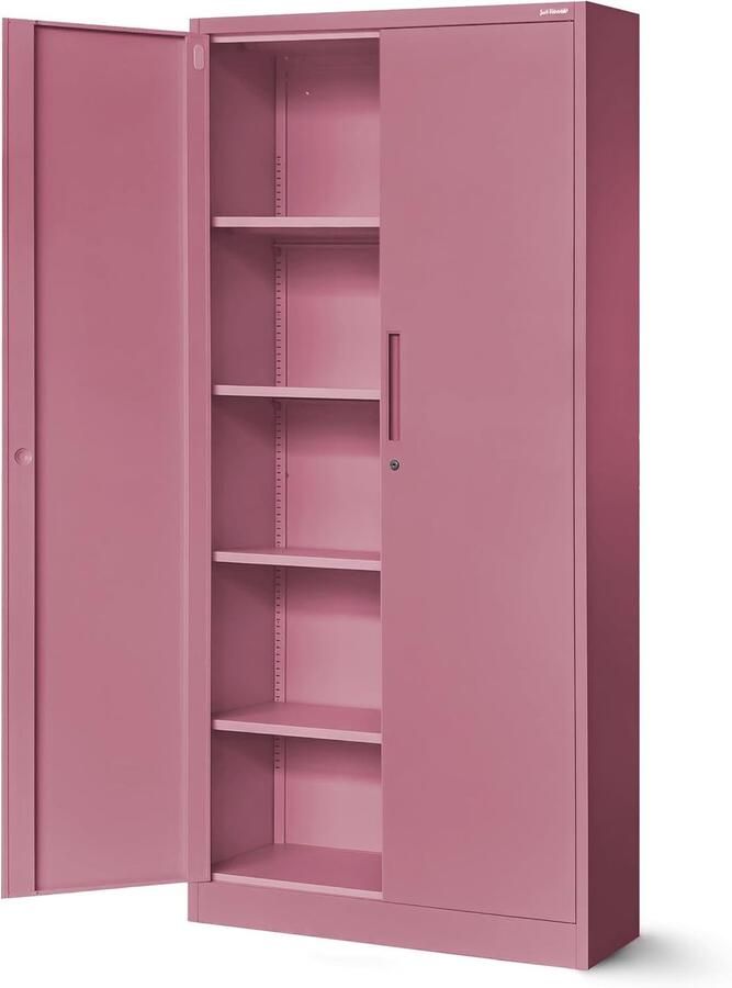 Imperatoris Archiefkast met Afsluitbare Deuren en 4 Verstelbare Planken Kantoorkast Ladeblok Bureau Dossierkast Bureaukast Opbergkast Voorraadkast Boekenkast Bijzettafel Armoire de Bureau 40 x 90 x 195 cm Roze