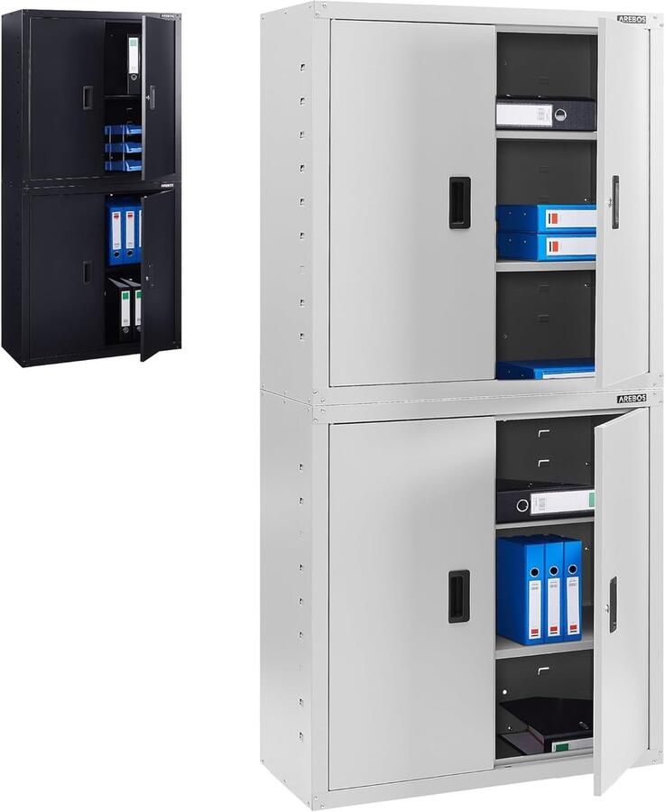 Imperatoris Archiefkast Stalen Kast 2 Hoogte Verstelbare Legplanken Kantoorkast Ladeblok Bureau Dossierkast Bureaukast Opbergkast – Voorraadkast Boekenkast Bijzettafel Armoire de Bureau 40 x 90 x 180 cm Grijs