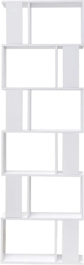 Imperatoris Boekenkast Moderne Industriële Boekenkast van Hout Boekenrek en Opbergkast Open Planken Voor Woonkamer en Kantoor Boekenrek met Opbergplanken 60x24x190 cm Wit