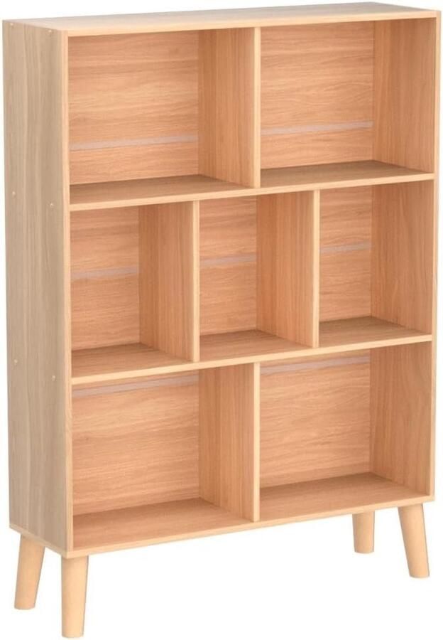 Imperatoris Boekenkast Moderne industriële houten boekenkast Boekenrek en opbergkast Open planken Voor woonkamer en kantoor Boekenrek met opbergplanken 80x24x110 cm Natuurlijk houtbruin