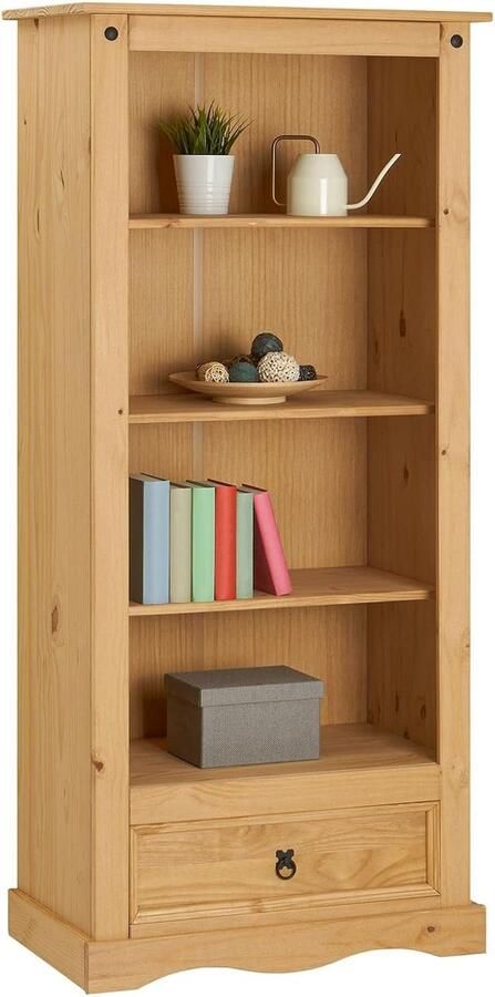 Imperatoris Boekenkast Moderne industriële houten boekenkast en opbergkast Open planken Voor woonkamer en kantoor Boekenkast met opbergplanken 80x45x176 cm lichtbruin