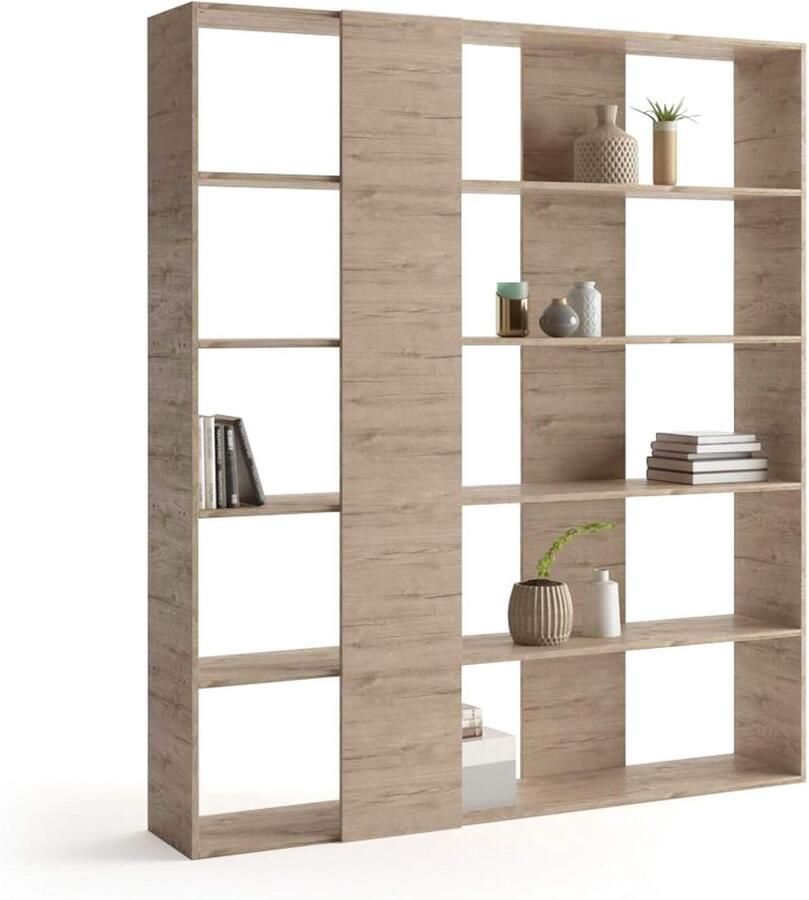 Imperatoris Boekenkast Moderne industriële houten boekenkast en opbergkast Open planken Voor woonkamer en kantoor Boekenkast met opbergplanken 178x36x204 cm Eiken