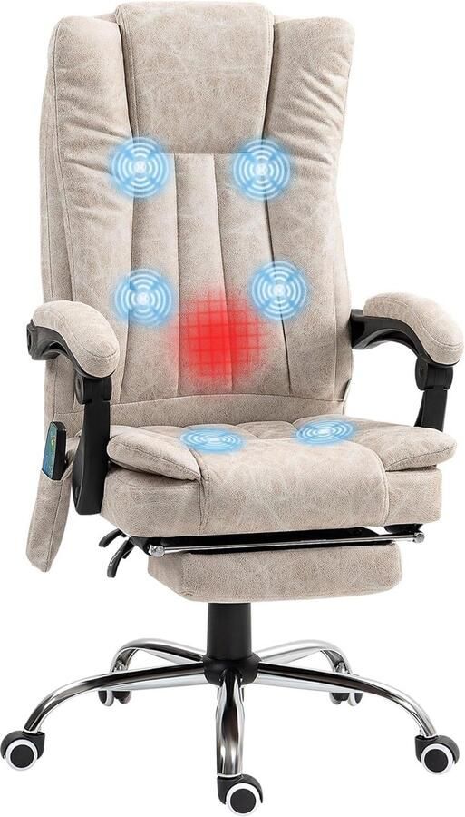 Ergonomische Massage- en Verwarmde Bureaustoel met Verstelbare Hoogte en Rugleuning