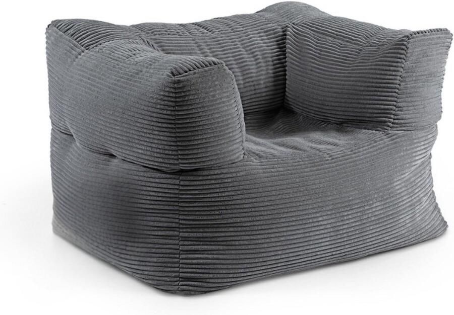 Imperatoris Corduroy Zitzak met Vulling Waterbestendige Ergonomische Zitzakken voor Buiten en Binnen Wasbare Zitzak voor Volwassenen en Kind Zitzak Stoel 96 x 72 x 70 cm Grijs