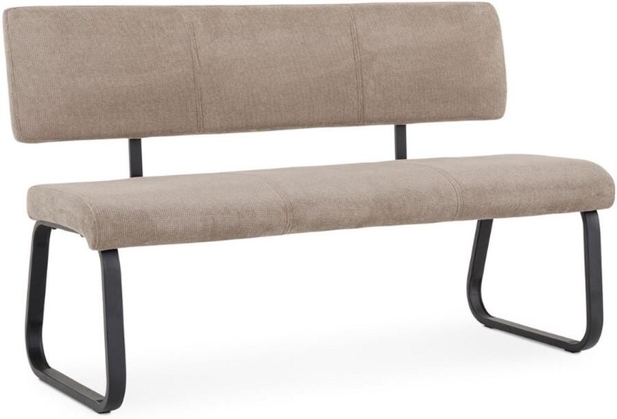 Imperatoris Eetkamerbank voor 3 Personen – Comfortabele Stoffen Zitbank met Rugleuning – Lichtbruin – Metalen Frame – Eetbank voor Keuken of Eetkamer