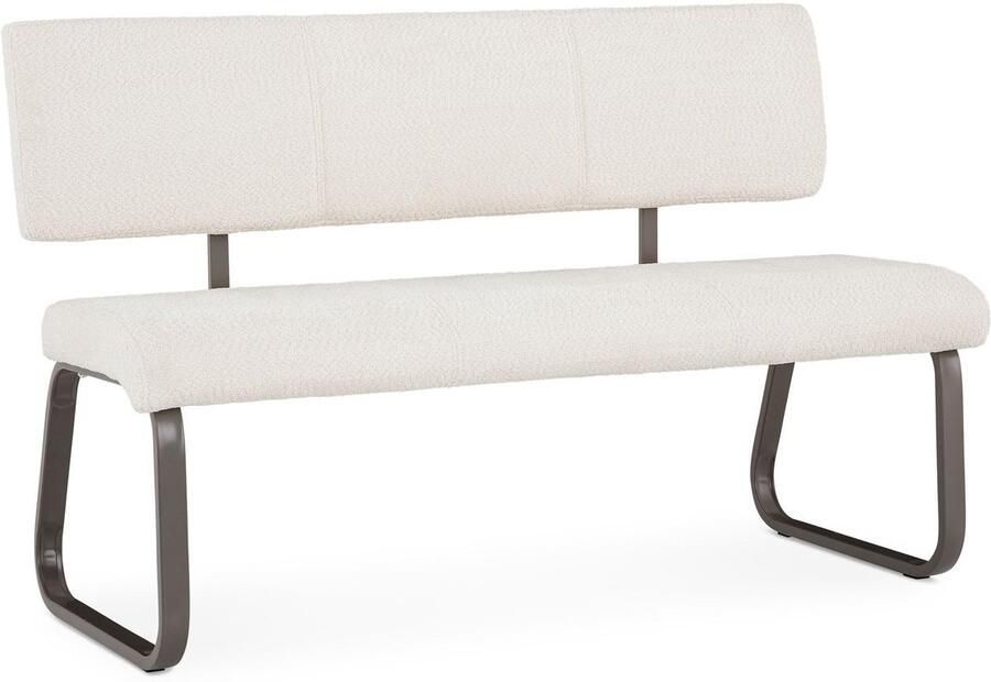 Imperatoris Eetkamerbank voor 3 Personen – Comfortabele Stoffen Zitbank met Rugleuning – Wit Donkergrijs Metalen Frame – Eetbank voor Keuken of Eetkamer