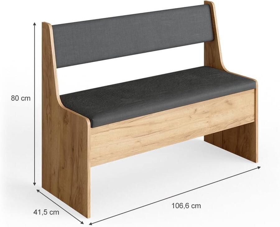 Imperatoris Eetkamerhoekbank Roman Zand Antraciet – Compacte Hoekbank 106 x 42 cm – Stijlvolle Zitplek voor Eetkamer