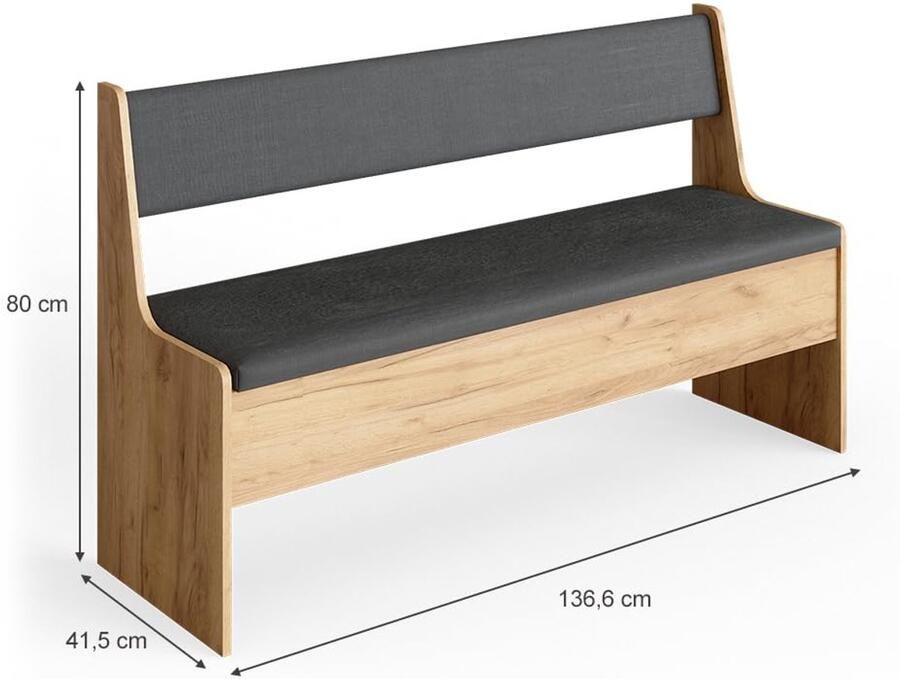 Imperatoris Eetkamerhoekbank Roman Zand Antraciet – Compacte Hoekbank 136 x 42 cm – Stijlvolle Zitplek voor Eetkamer