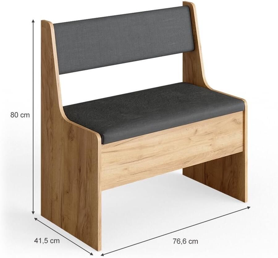 Imperatoris Eetkamerhoekbank Roman Zand Antraciet – Compacte Hoekbank 76 x 42 cm – Stijlvolle Zitplek voor Eetkamer
