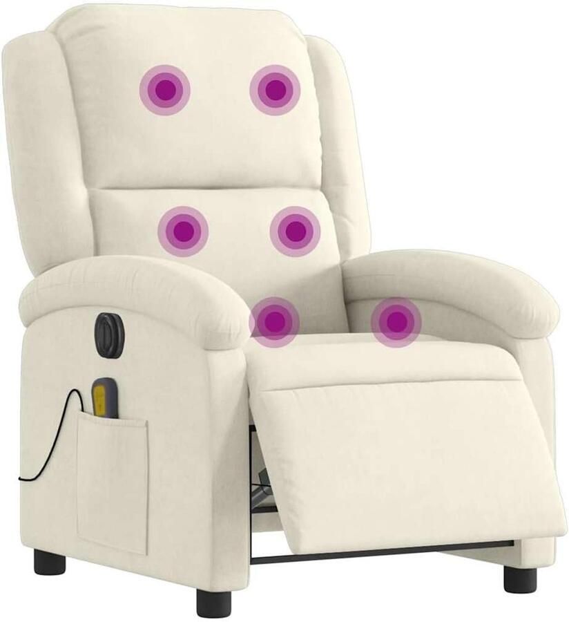 Imperatoris Elektrische Massagestoel Verstelbaar – Luxe Relaxstoel van Zacht Fluweel – Comfortabele Fauteuil met Massagefunctie en Voetensteun – Crèmekleurig