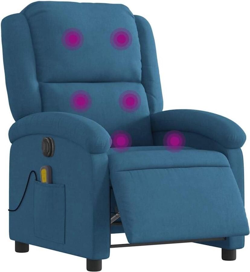 Imperatoris Elektrische Massagestoel Verstelbaar – Luxe Relaxstoel van Zacht Fluweel – Comfortabele Fauteuil met Massagefunctie en Voetensteun – Blauw