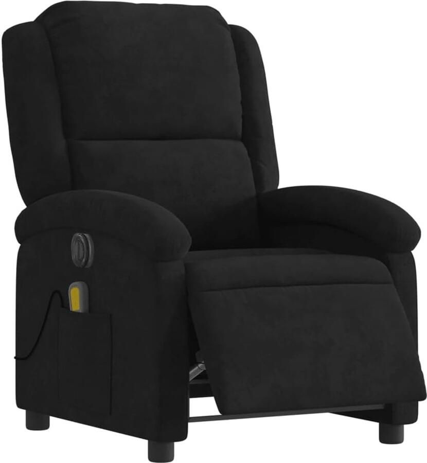 Imperatoris Elektrische Massagestoel Verstelbaar – Luxe Relaxstoel van Zacht Fluweel – Comfortabele Fauteuil met Massagefunctie en Voetensteun – Zwart