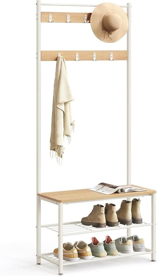 Imperatoris Kledingkast Schoenenrek en kapstok Woonkamermeubel 70x32x177 cm bruin en crème