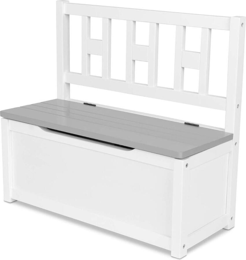 Imperatoris Klepbank Opbergbank Woonkamer Dekenkist voor Slaapkamer 55 x 36.5 x 25 cm Wit-Grijs