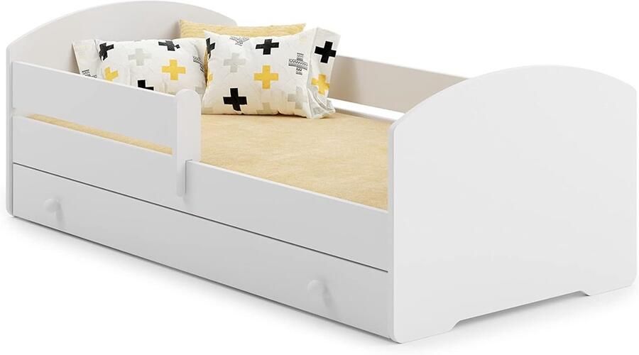 Imperatoris Massief Houten Kinderbed Moderne Stijl Peuterbed- Babybed voor Ki- Veilige Slaapomgeving Meisjes en Jongens -Jeugdbed- Kinderbed voor Woonkamer met een matras en een frame- wit 160x80 cm