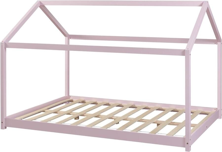 Imperatoris Massief Houten Kinderbed Moderne Stijl Peuterbed- Babybed voor Ki- Veilige Slaapomgeving Meisjes en Jongens Grenen Houten -Jeugdbed- Kinderbed voor Woonkamer -Cabin Bed- roze 200x120 cm