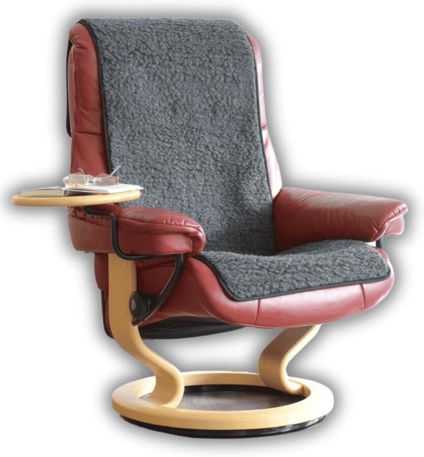 Imperatoris Scheerwollen Fauteuil Bankloper Fauteuils met Armleuning Volwassen 100% Scheerwol Fauteuil Hoes Fauteuil Relax ‎160 x 50 x 1.5 cm Antraciet