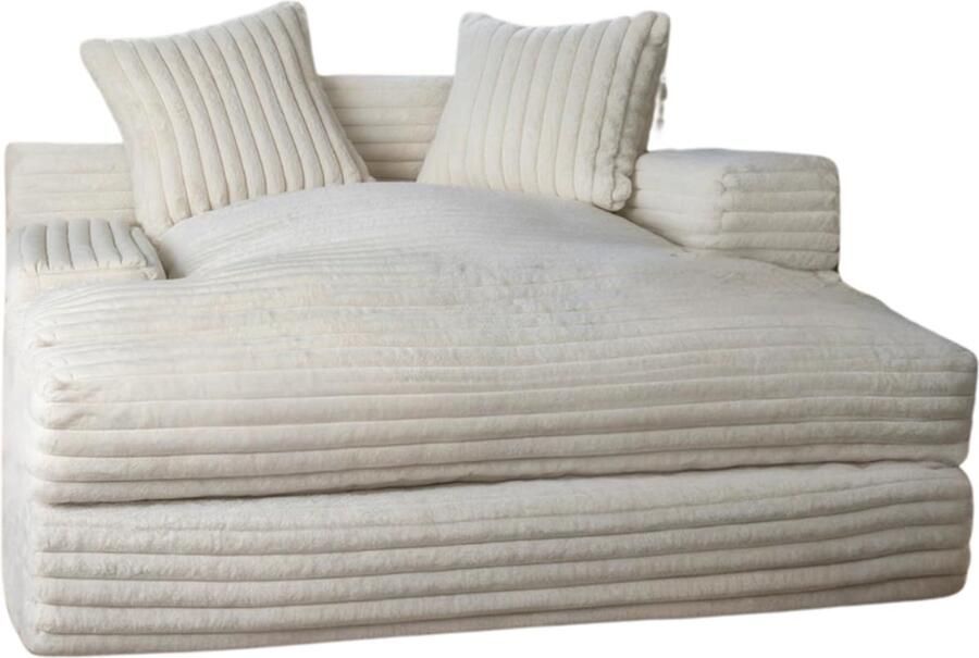 Imperatoris Slaapbank met 2 Kussens 3-Zitsbank Uitklapbaar Zetelbed Logeerbed Slaapfunctie Bubble Hoekbank Bedbank Vouwbed 135 x 152 x 80 cm Beige