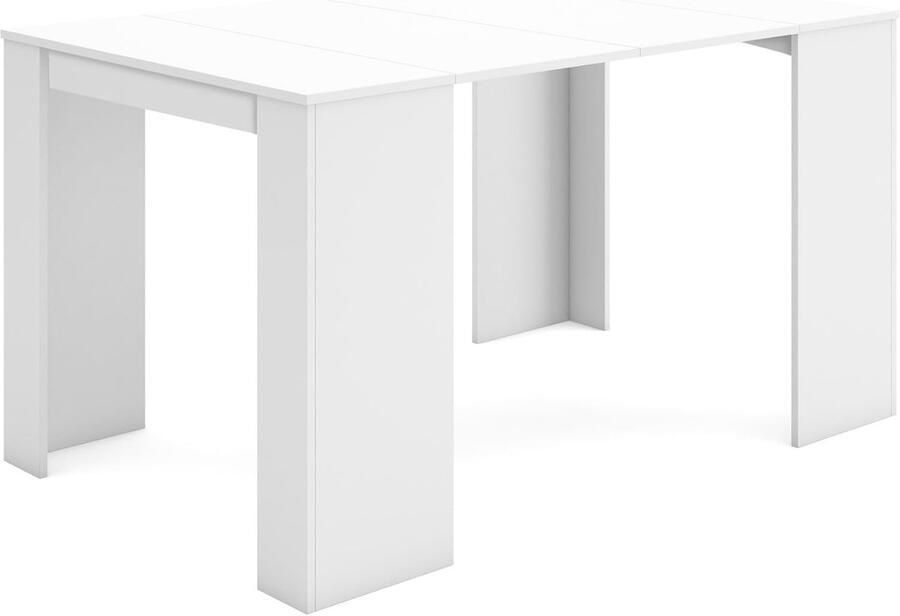 Imperatoris Uitschuifbare Consoletafel voor 6 Personen Haltafel Sidetable Wandtafel Console Tafel Dressoirtafel Sidetafel Bijzettafel Industrieel 140 x 90 x 77 cm Wit