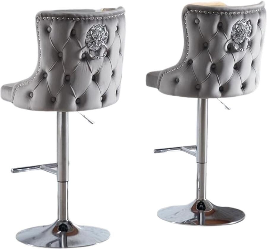 Imperatoris Verstelbare Barstoel met leeuwenklopper Industrieel Design- stoel voor Keuken- binnen en Buiten- met Voetsteun Comfortabele- Verstelbare hoogte-360 draaibaar set van 2 Barkruk- grijs