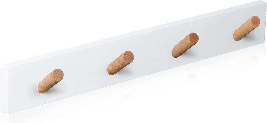 Imperatoris Wandkapstok Wit met 4 Haken Kapstok Hout Muurkapstok Handdoekrek Kapstok Haken Kapstokken Deur Kapstok Hangend met Bevestigingsmateriaal 40 x 5.5 x 6 cm