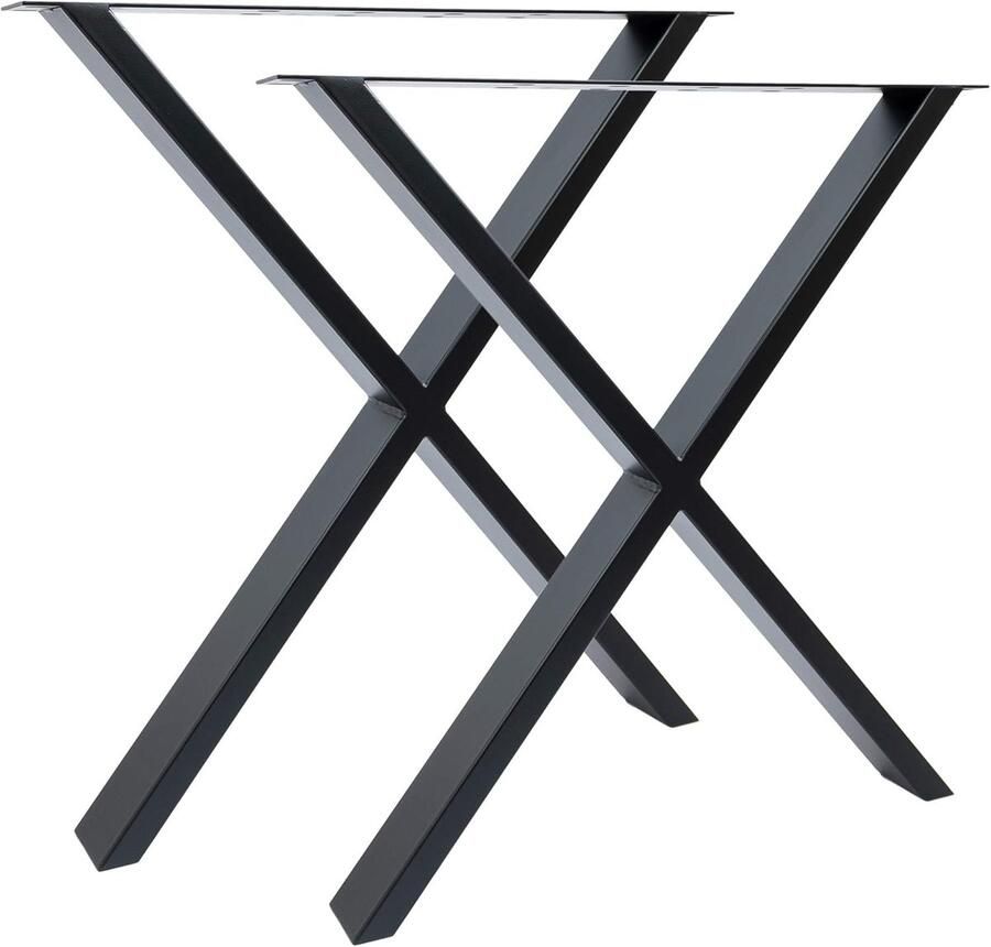 Imperatoris X-vorm Tafelonderstel Metaal 2 stuks Tafelpoten Verstelbare Tafelpoot Salontafelpoten Meubelpoten Meubelpootjes Bankrunner Industrieel Tafelframe 8 x 70 x 72 cm Zwart