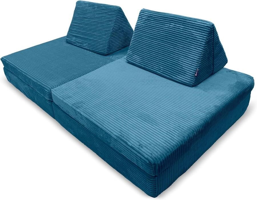 Imperatoris XXL-Slaapbank Pluizige Corduroy Overtrek Uitklapbaar Zetelbed Logeerbed Slaapfunctie Hoekbank Bedbank Vouwbed 84 x 168 x 57 cm Blauw