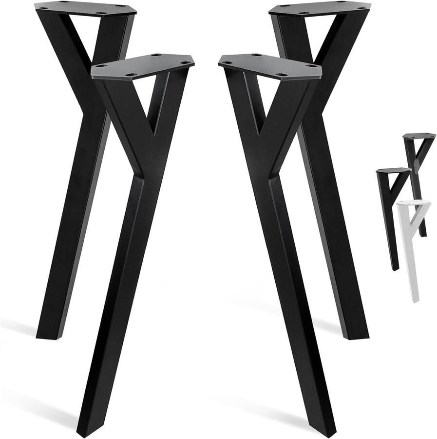 Imperatoris Y-vorm Tafelonderstel Metaal 4 stuks Tafelpoten Verstelbare Tafelpoot Salontafelpoten Meubelpoten Meubelpootjes Bankrunner Industrieel Tafelframe 8 x 21.9 x 72 cm Zwart