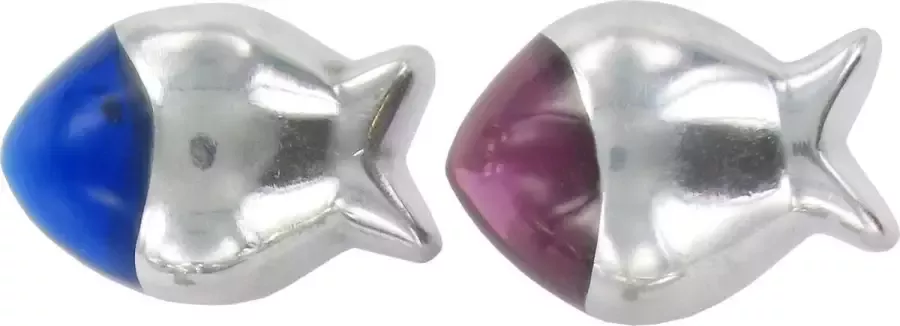 Impresso Decoratieve aluminium meubelknoppen 2 stuks vis rood blauw
