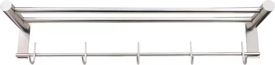 Impresso Garderobe rek vijfvoudig 2 stangen 70x10cm RVS