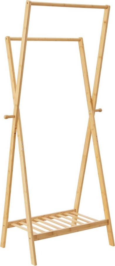 In And Outdoormatch Bamboe Kledingrek Redy Met Kapstok 60x42x150 cm Milieuvriendelijk materiaal Stijlvolle uitstraling