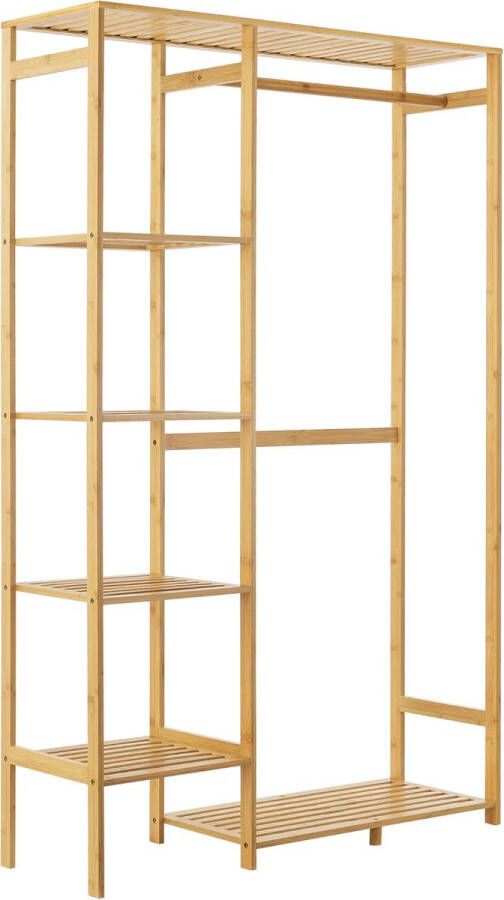 In And Outdoormatch Bamboe Kledingrek Tessa Met Planken 90x30x145 cm Stijlvolle uitstraling