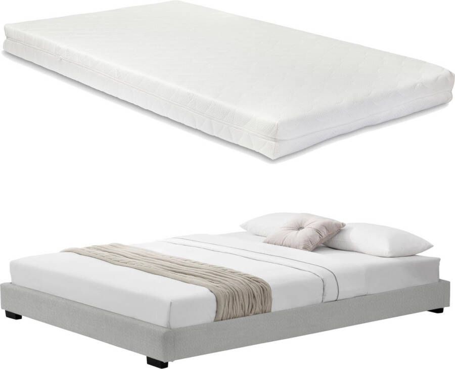 In And Outdoormatch Bedframe Ed Modern kunstleer bedframe met matras 180x200 Wit Klassiek design