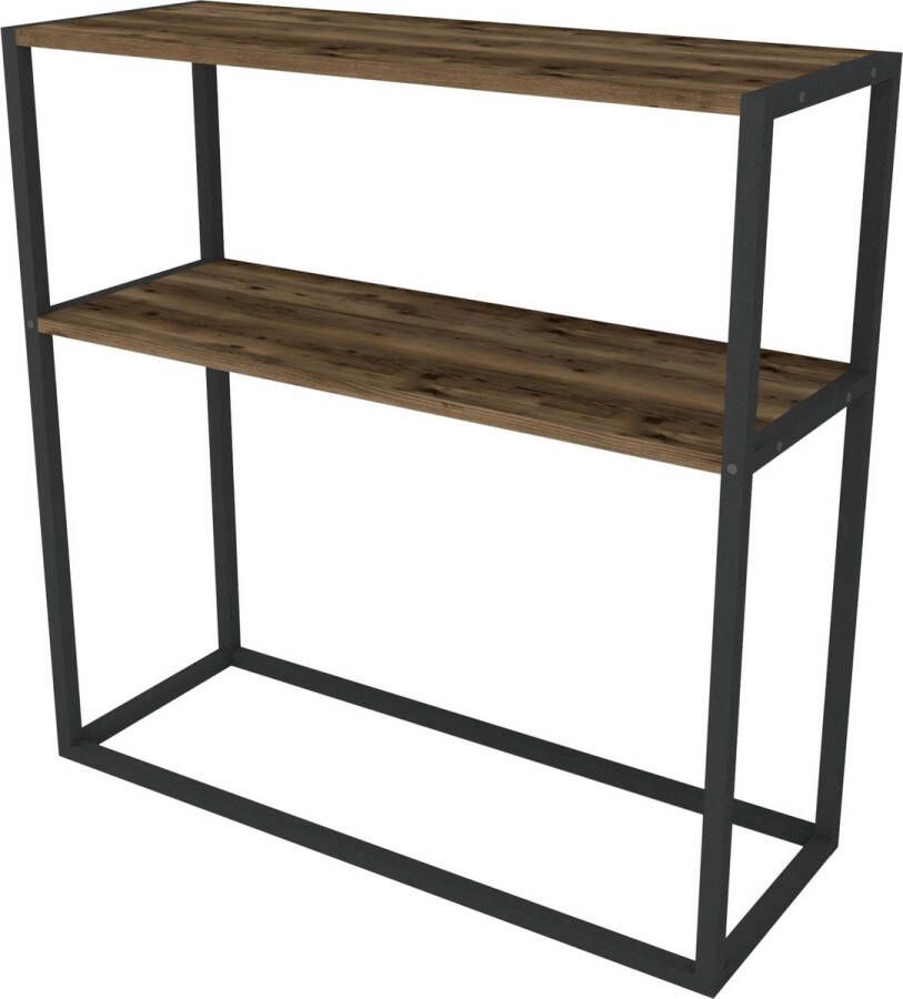 In And Outdoormatch Bijzettafel Adonis Spaanplaat en Metaal Antiek eiken en Zwart 90 x 90 x 33 5 cm Modern Design