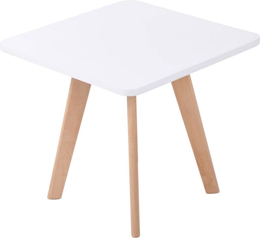 In And Outdoormatch Bijzettafel Eustacia Vierkant Naturel Hout en Wit 46x50x50cm Beukenhout Stijlvol Design
