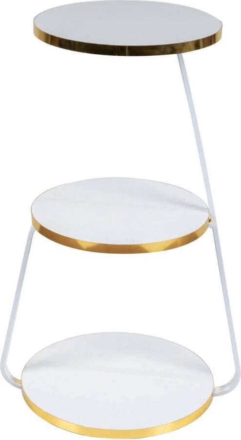 In And Outdoormatch Bijzettafel Haleigh 74x46x37cm Wit en Goud Metaal en Spaanplaat 3 Planken Stijlvol Design