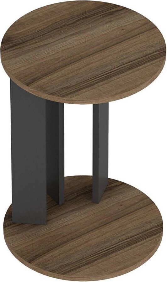 In And Outdoormatch Bijzettafel Kailyn Walnootkleurig en Antraciet Spaanplaat 64x34 cm Stijlvol Design