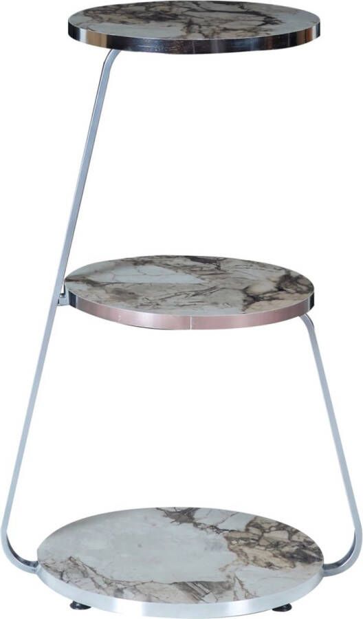 In And Outdoormatch Bijzettafel Kay 74x46x37cm Marmer Wit 3 Planken Modern Design