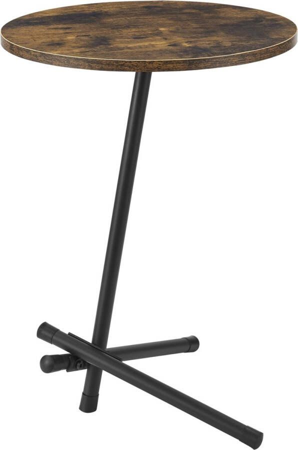 In And Outdoormatch Bijzettafel Rond Mave 55xØ40 cm Houtkleurig en Zwart MDF en Metaal Poedercoating Modern Design - Foto 2