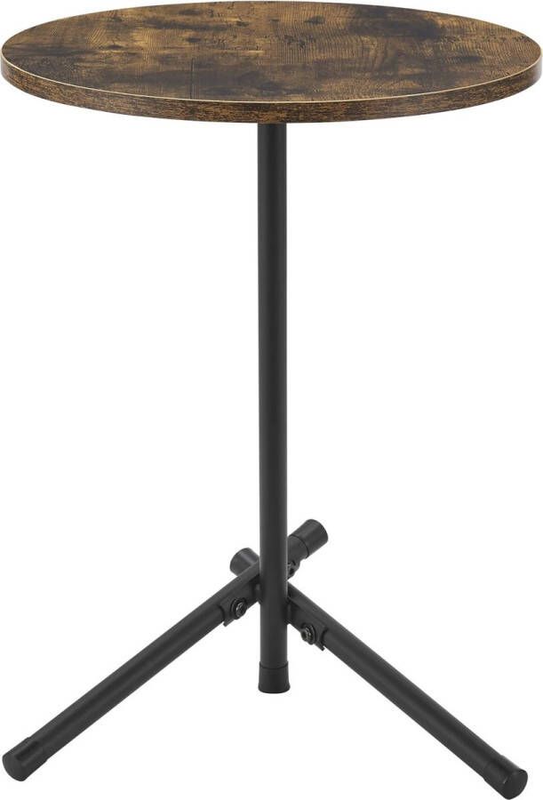 In And Outdoormatch Bijzettafel Rond Mave 55xØ40 cm Houtkleurig en Zwart MDF en Metaal Poedercoating Modern Design