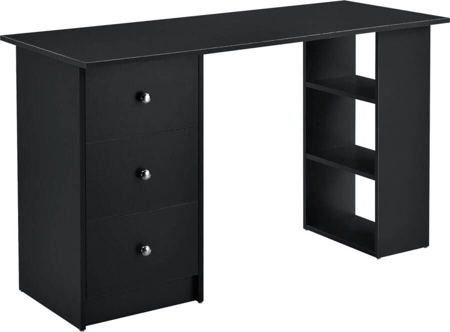In And Outdoormatch Bureau Milan Met 3 Laden 120x49x72 cm Zwart Spaanplaat Stijlvol Design