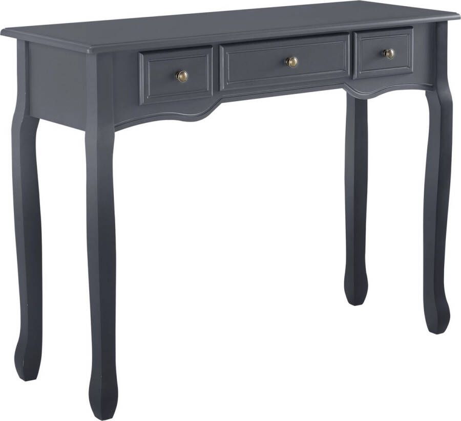 In And Outdoormatch Consoletafel Ernest Bijzettafel Met 3 Laden 100x35x78 cm Donkergrijs Modern Design