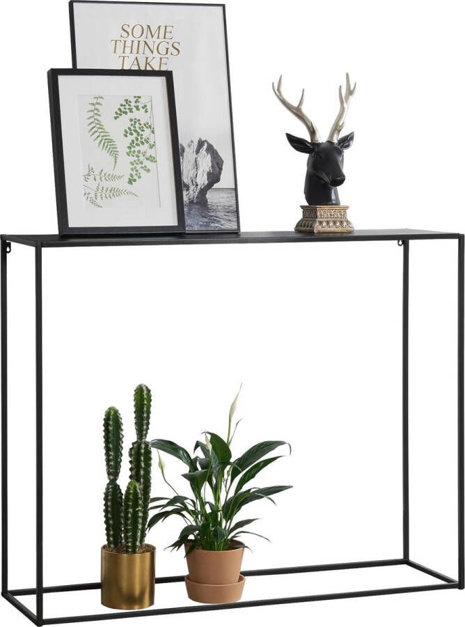 In And Outdoormatch Consoletafel Gage Bijzettafel Metaal 92x115x32 cm Zwart Mat Stijlvol design