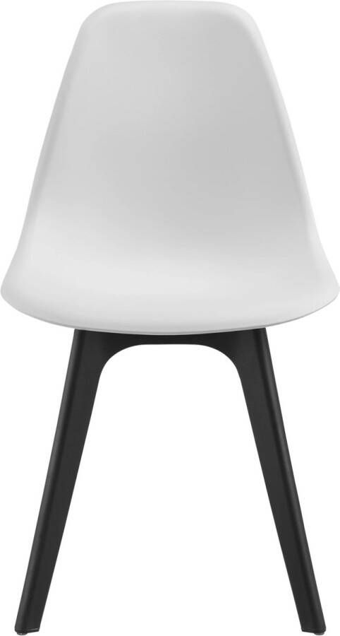 In And Outdoormatch Eethoek Lisandro Glazen eettafel Met 4 witte en zwarte stoelen Hoogwaardig design Stijlvolle uitstraling